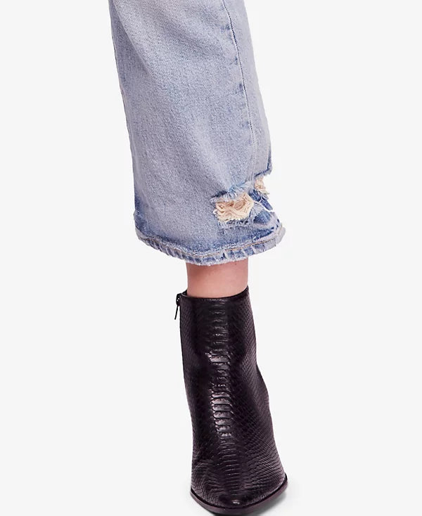 Ripped Embellished Button-fly
