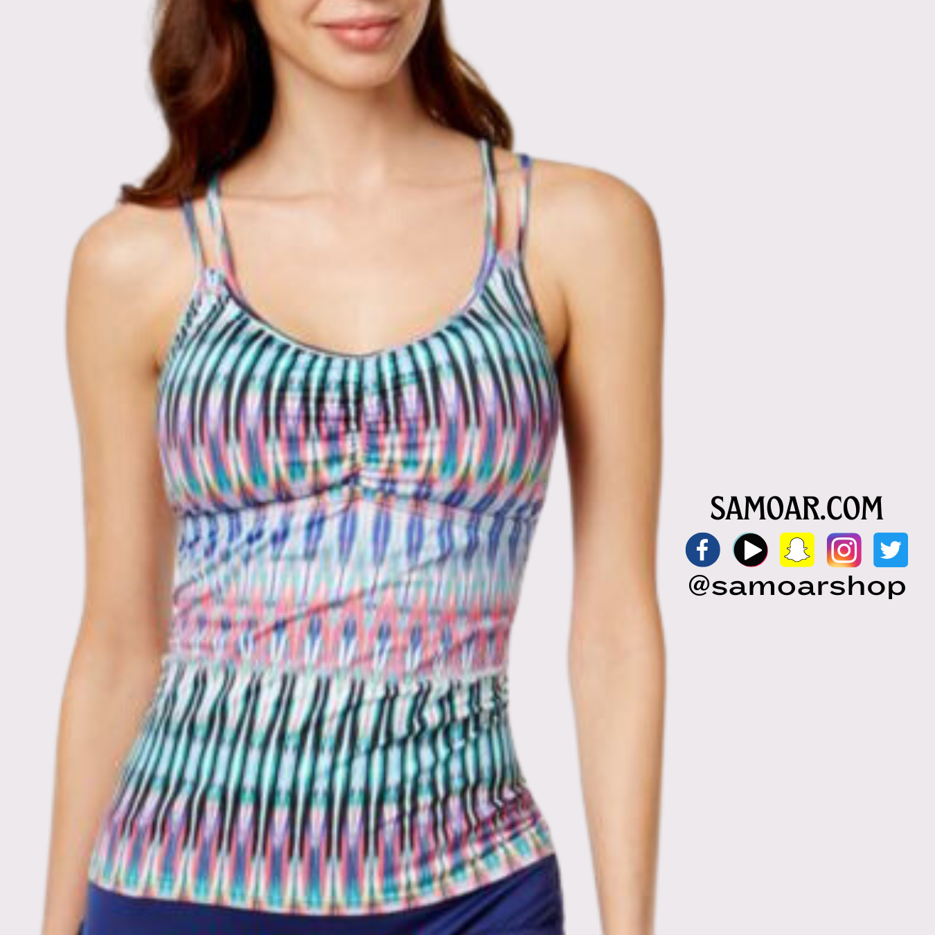 Ikat-Print Racerback Tankini top