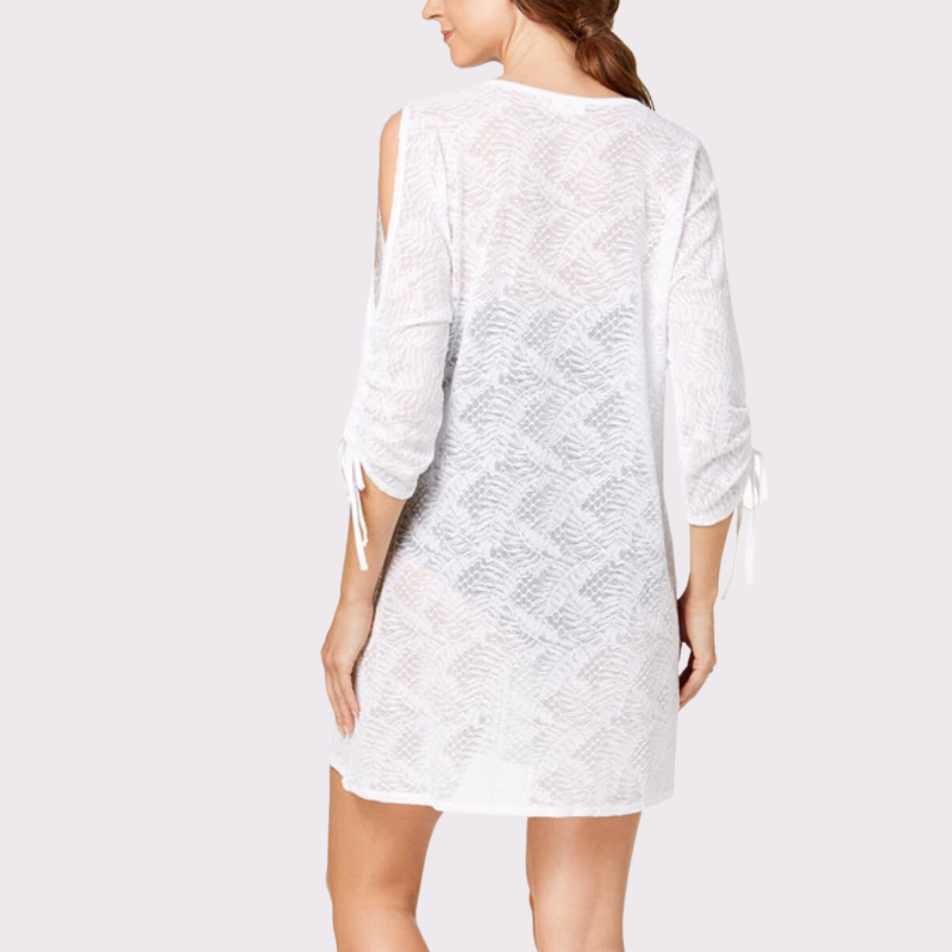 فستان بأكمام مكشوفة على شكل أوراق شجر جميلة