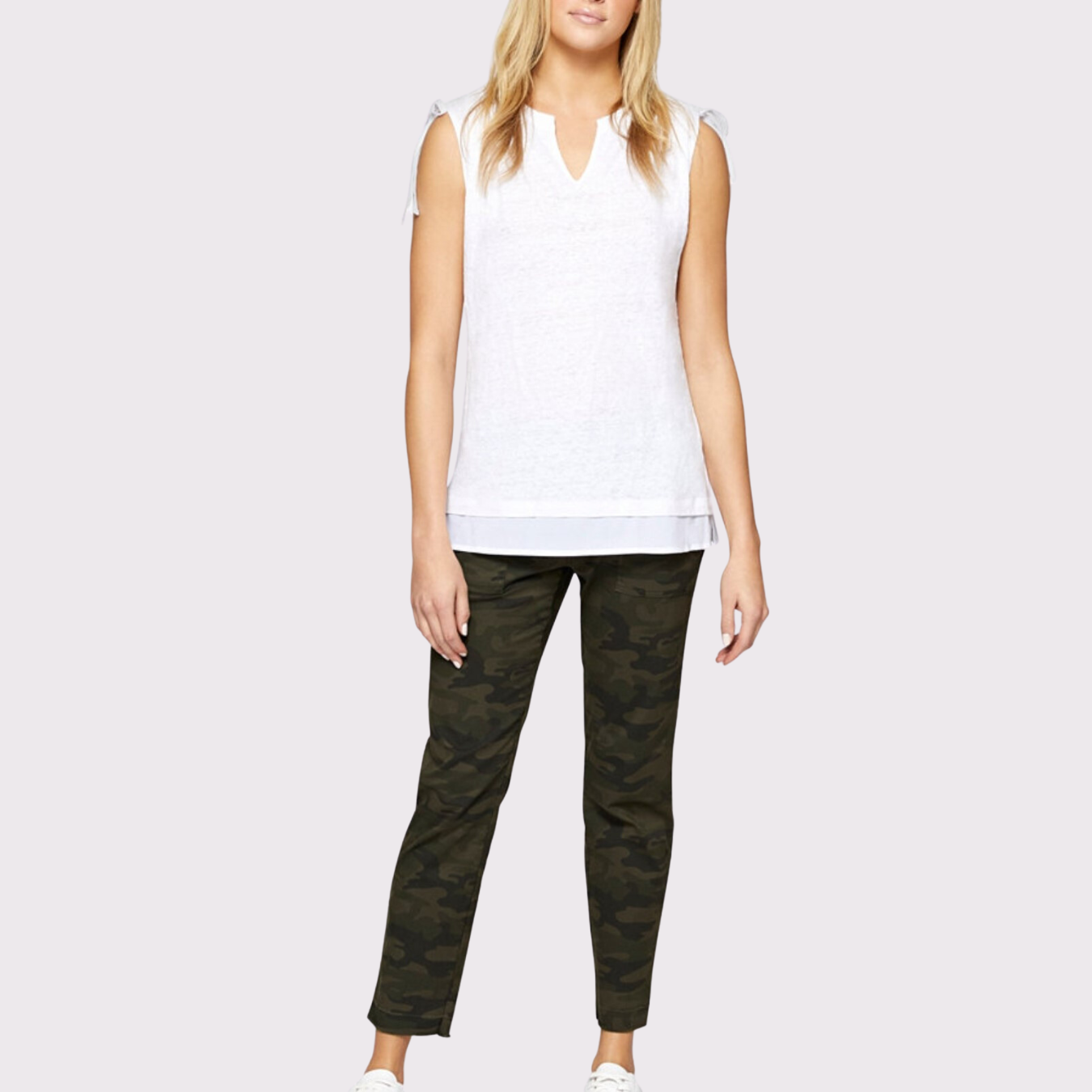 Nora Tie-Detail Contrast T-Shirt