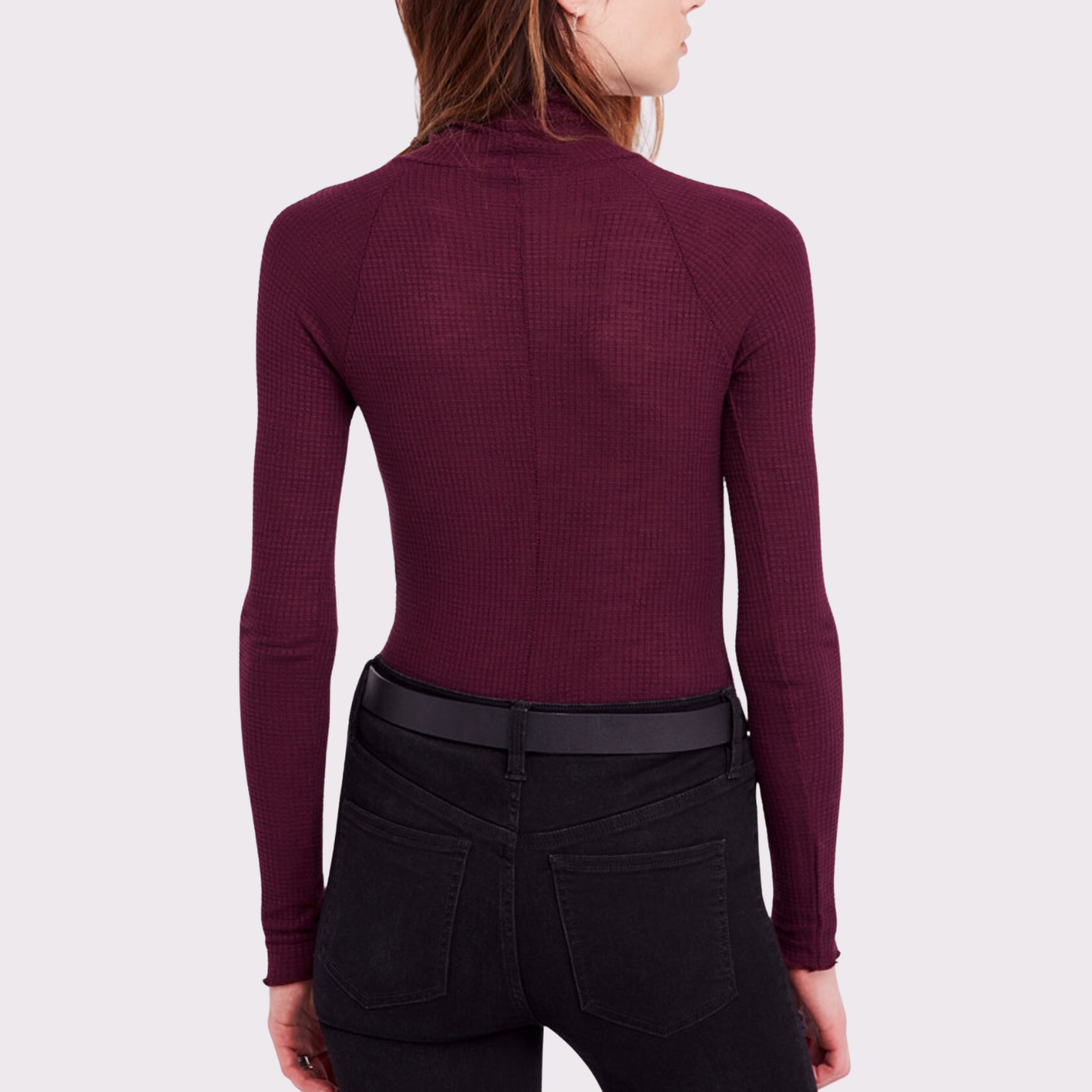 Waffle-Knit Turtleneck Top