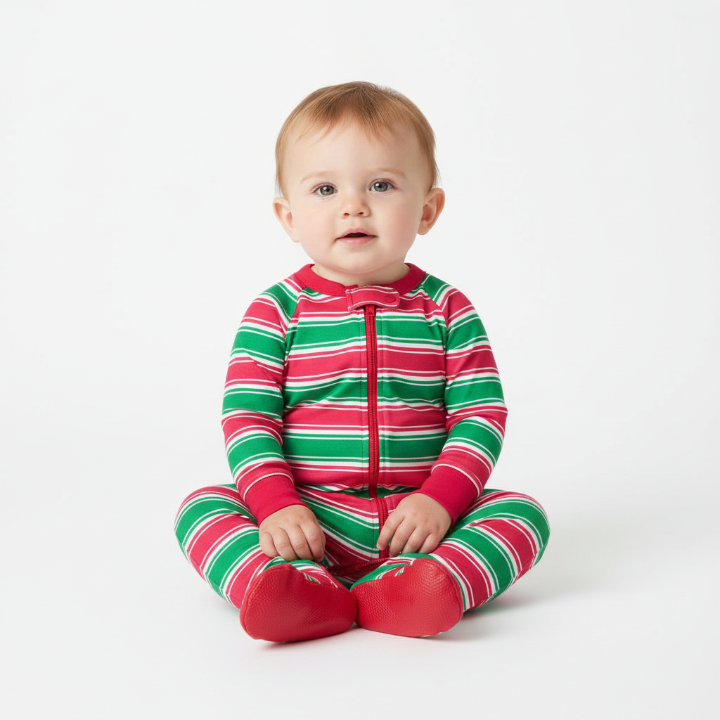 Crushed It Stripe Footed Infants Holiday's PJ