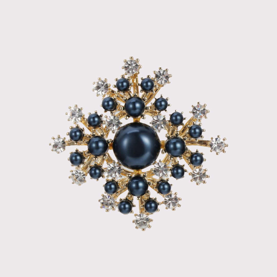 Gold-Tone Crystal & Imitation Pearl Starburst Pin