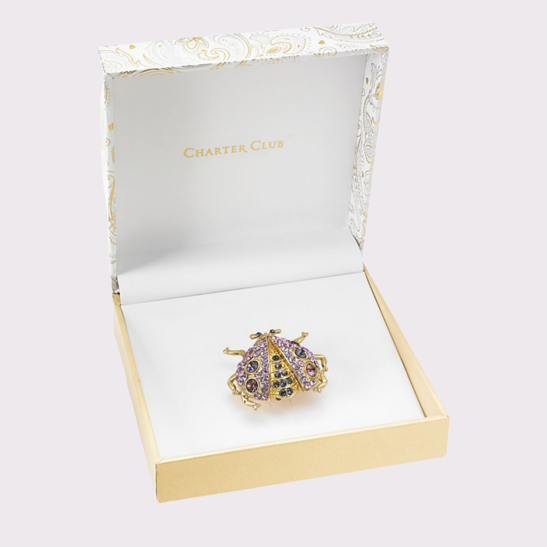 Gold-Tone Crystal Bug Pin