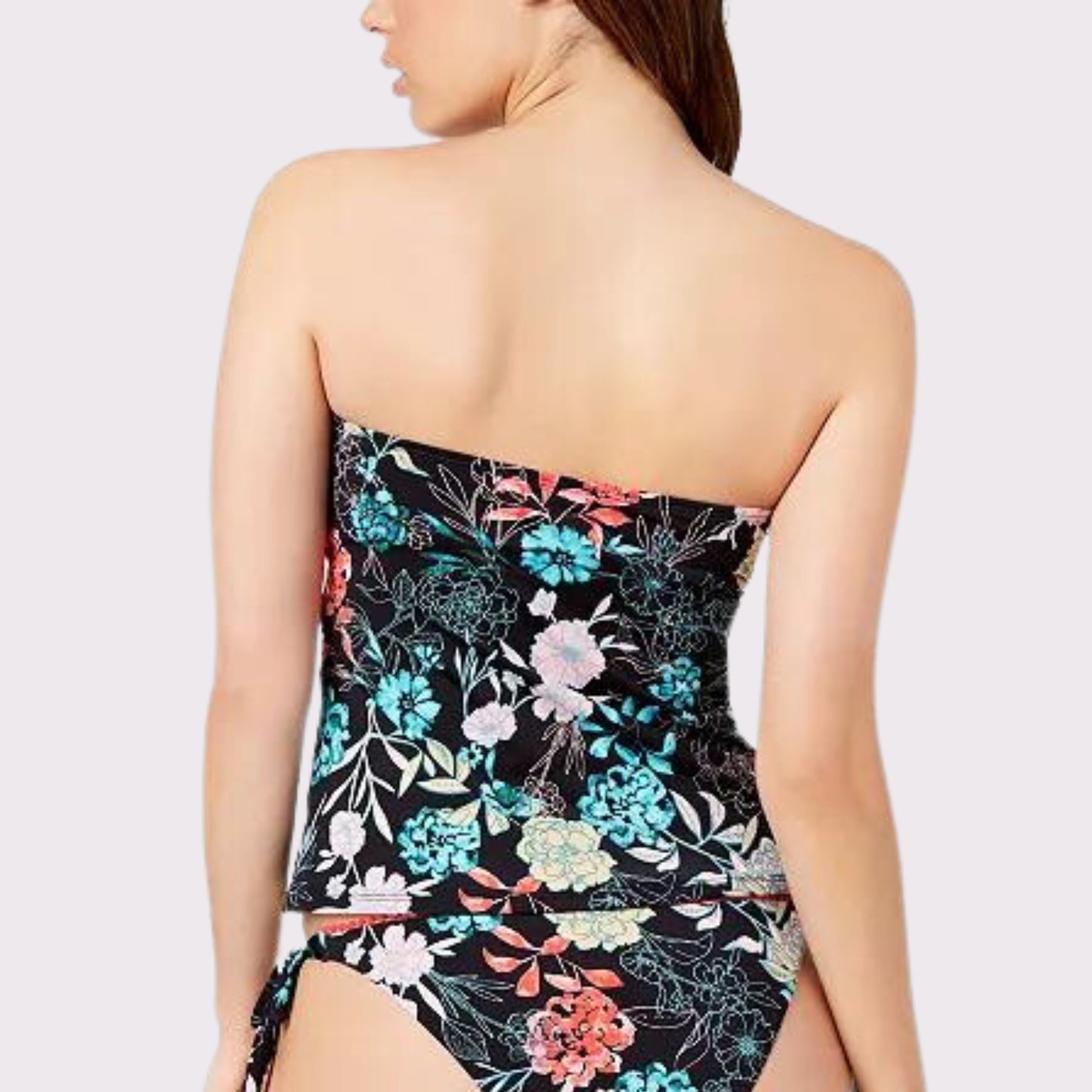 Floral-Print Bandeau Tankini Top