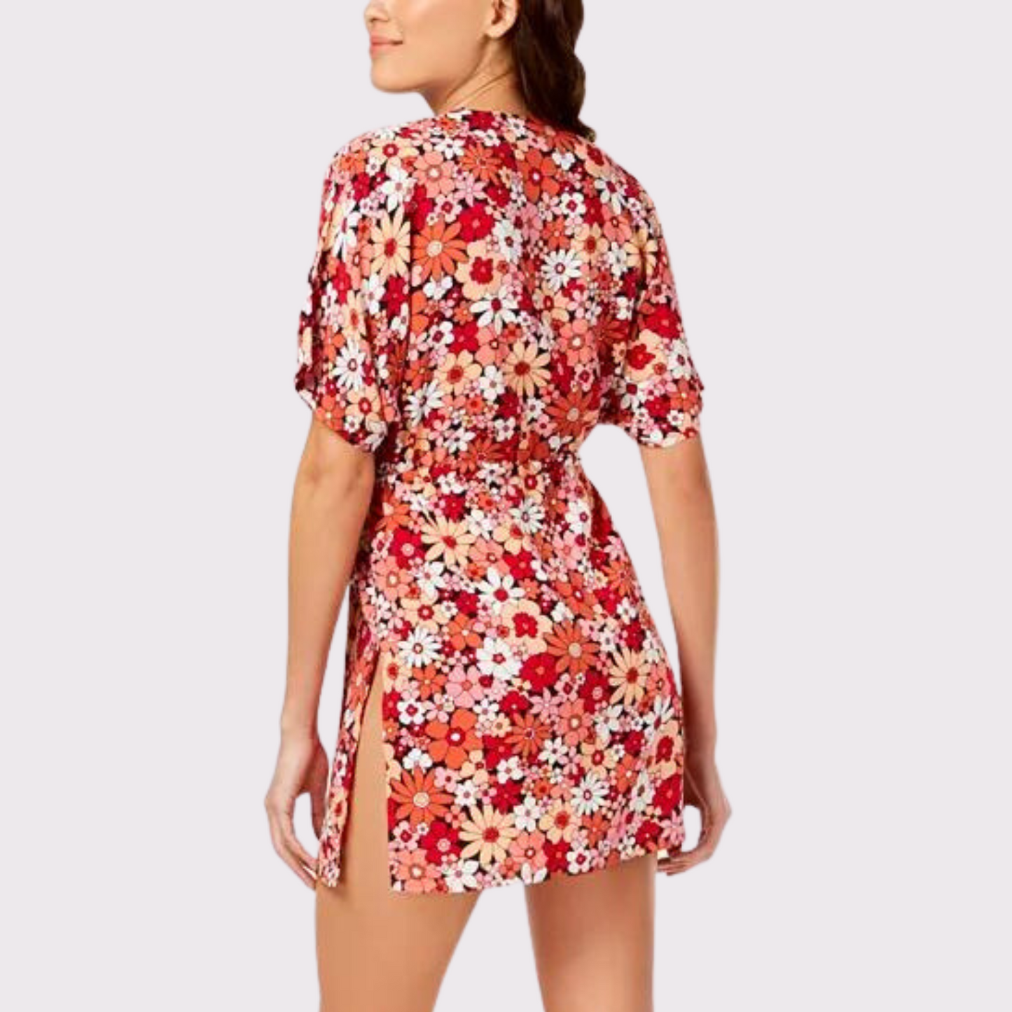 Printed Tie-Front Dress Cover-up