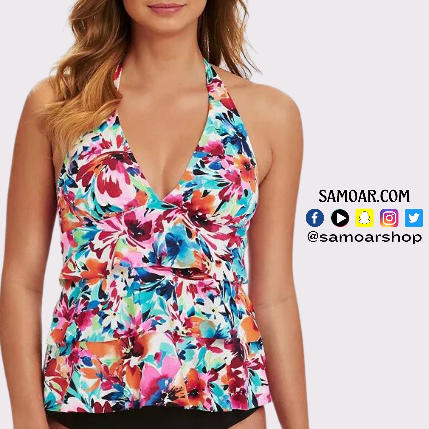 Fleur Tiered Halter Tankini