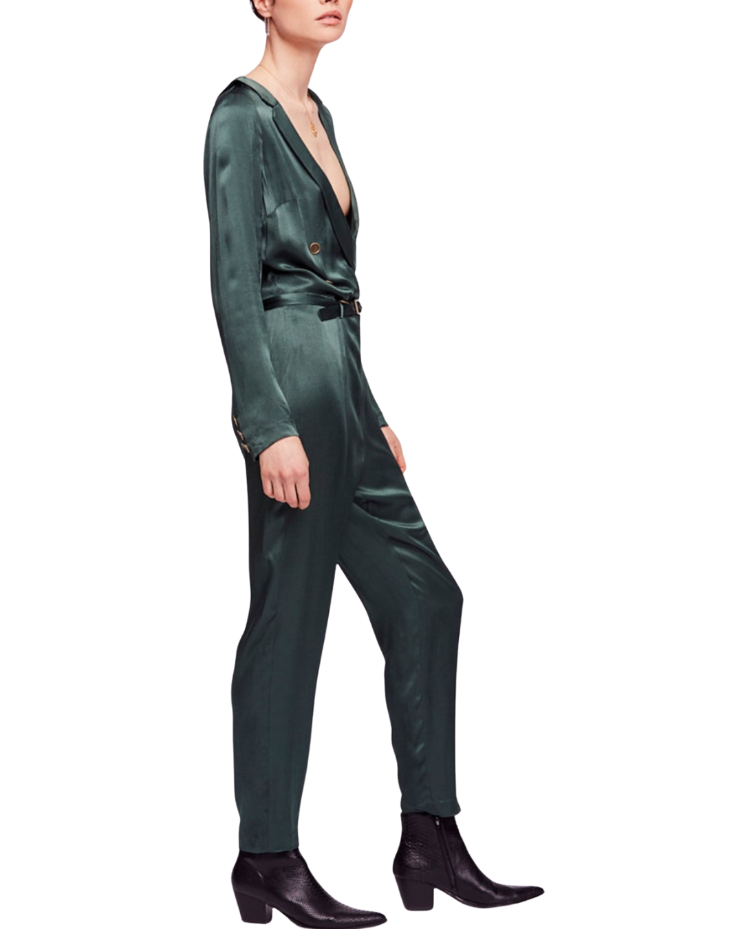 Satin long sleeves jumpsuit