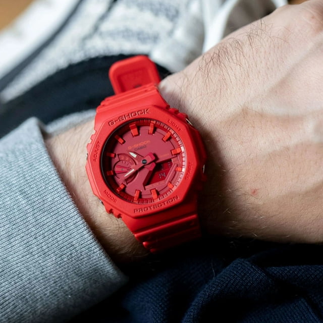 G-Shock Mens Analog-Digital Red Resin Red