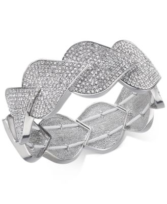 Silver-Tone Pavé Teardrop Stretch Bracelet