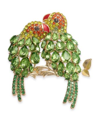 Gold-Tone Multi-Stone Parrot P Goldgreen