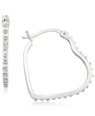 Diamond Accent Heart Hoop Earring Sterling Silver