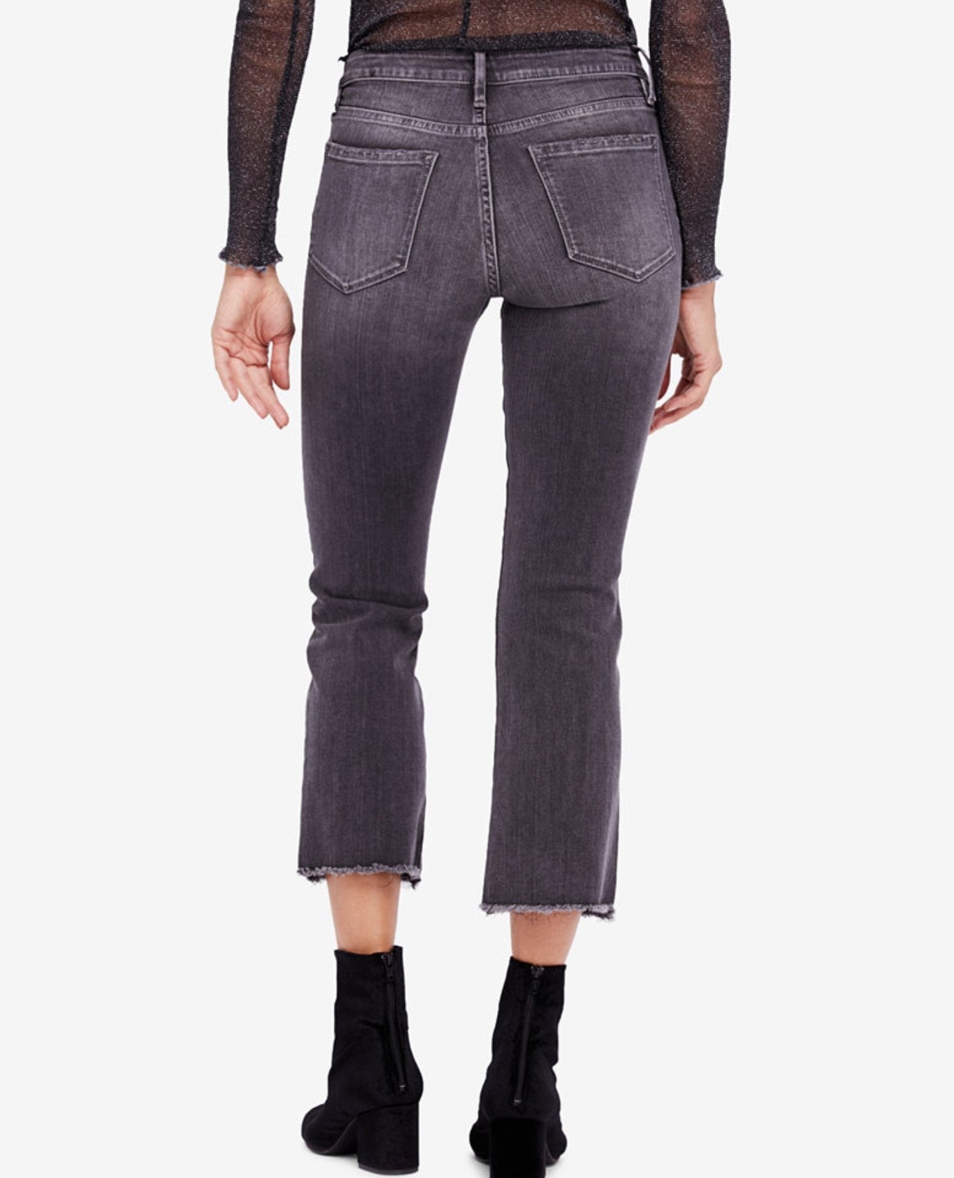 Free People Raw-Hem Straight Crop Jeans
