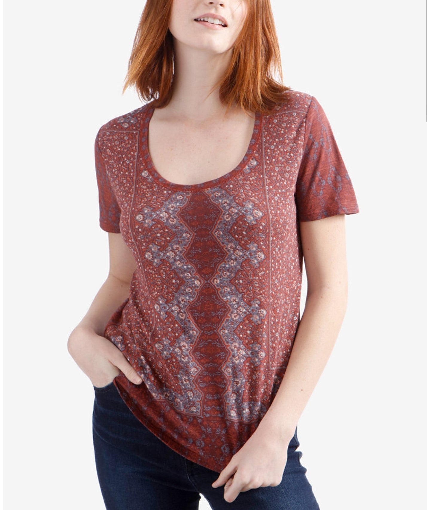 Printed Scoop-Neck T-Shirt