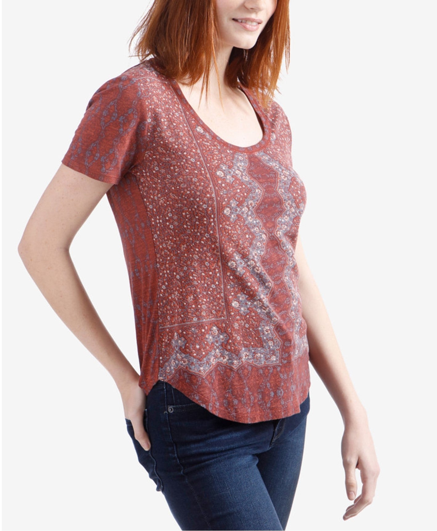 Printed Scoop-Neck T-Shirt
