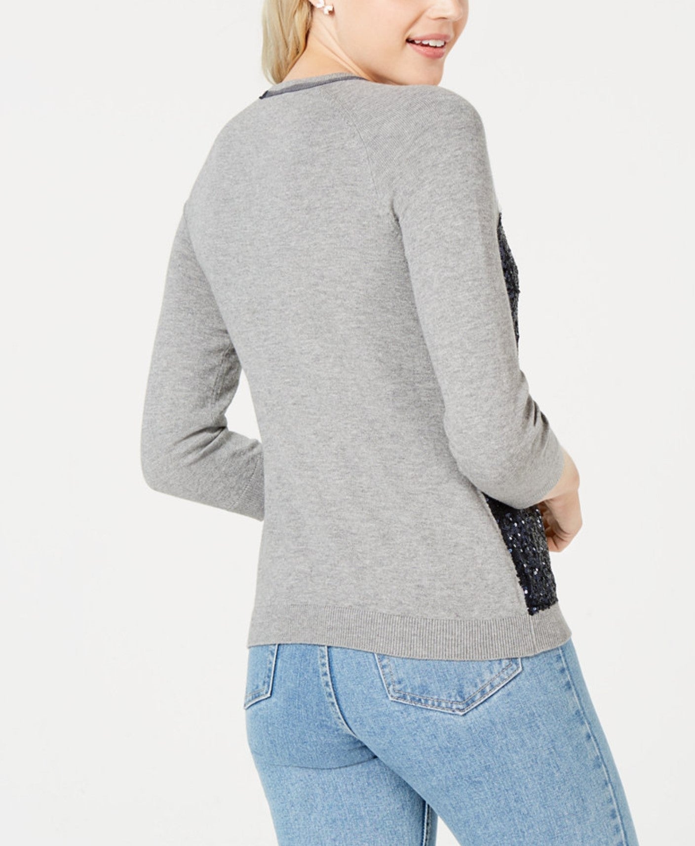 Maison Jules Sequin-Embellished Baseball Sweater