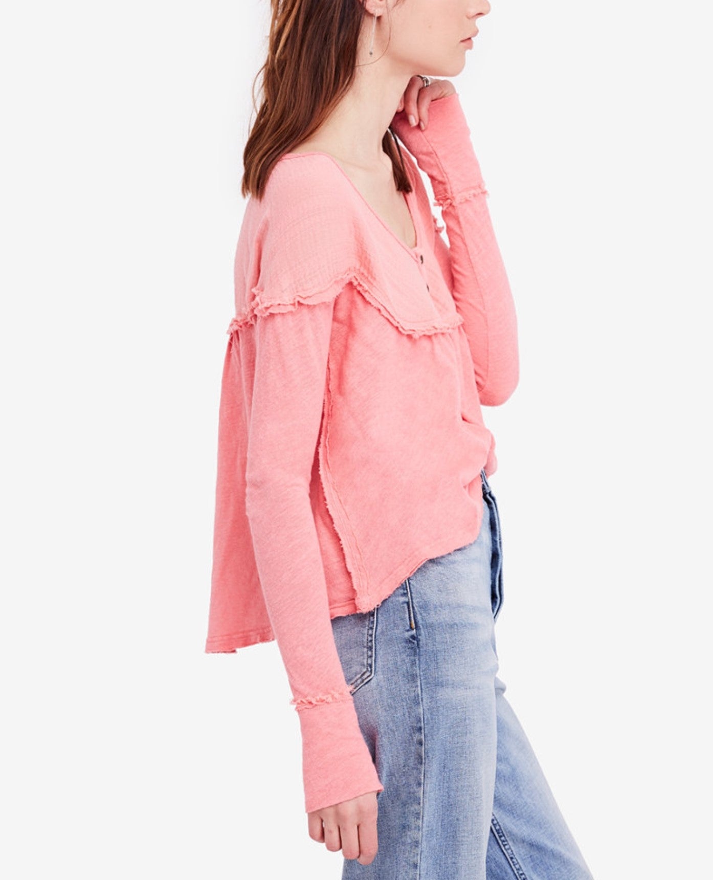 Free People Down Under Raw-Trim Henley