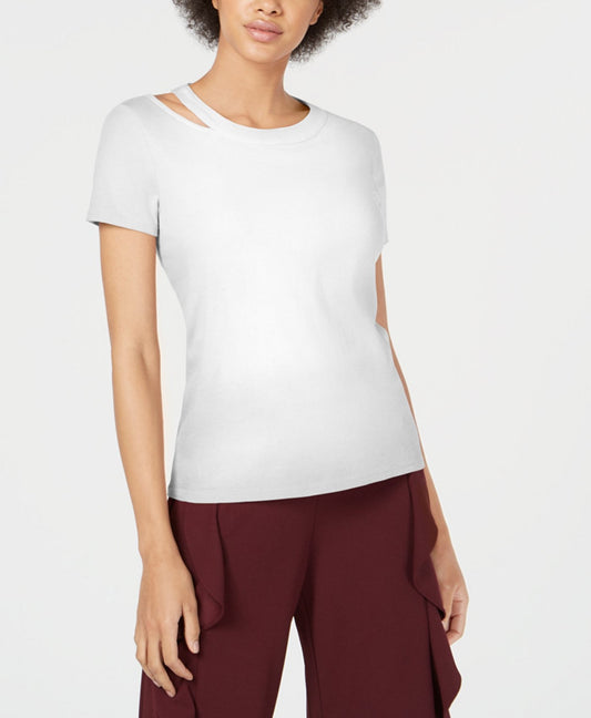 Bar III Cotton Cutout-Neck Top