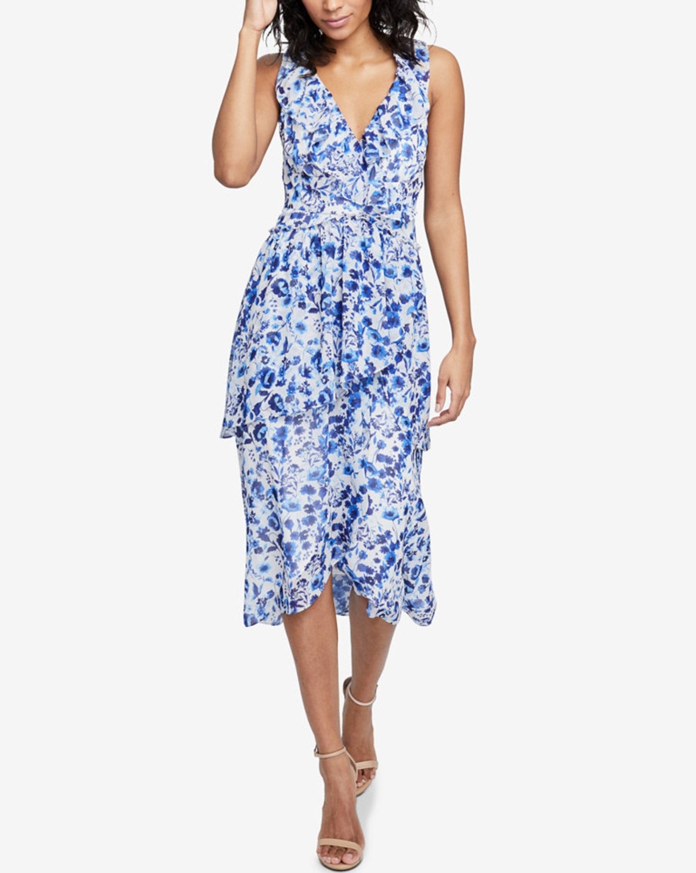 Floral-Print Ruffled Dress