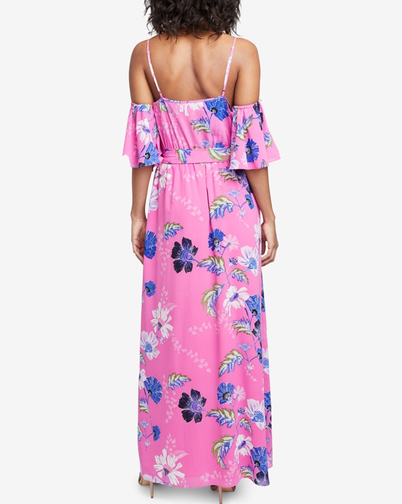 RACHEL Rachel Roy Printed Ruffled Cold-Shoulder Dress