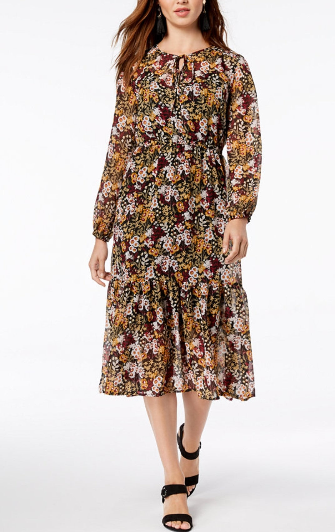 Maison Jules Floral-Print Midi Dress