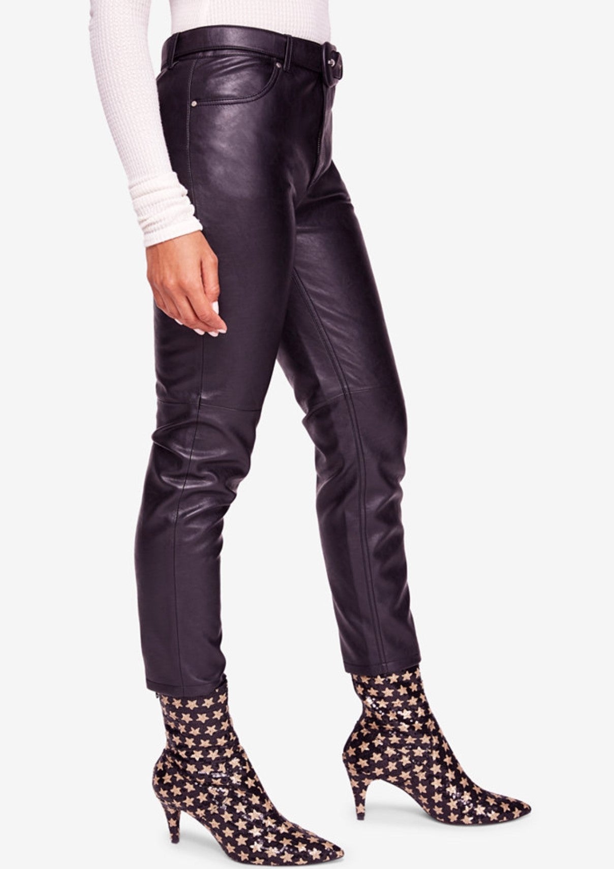 Free People Belted Faux-l_eather Ankle Pants size 25