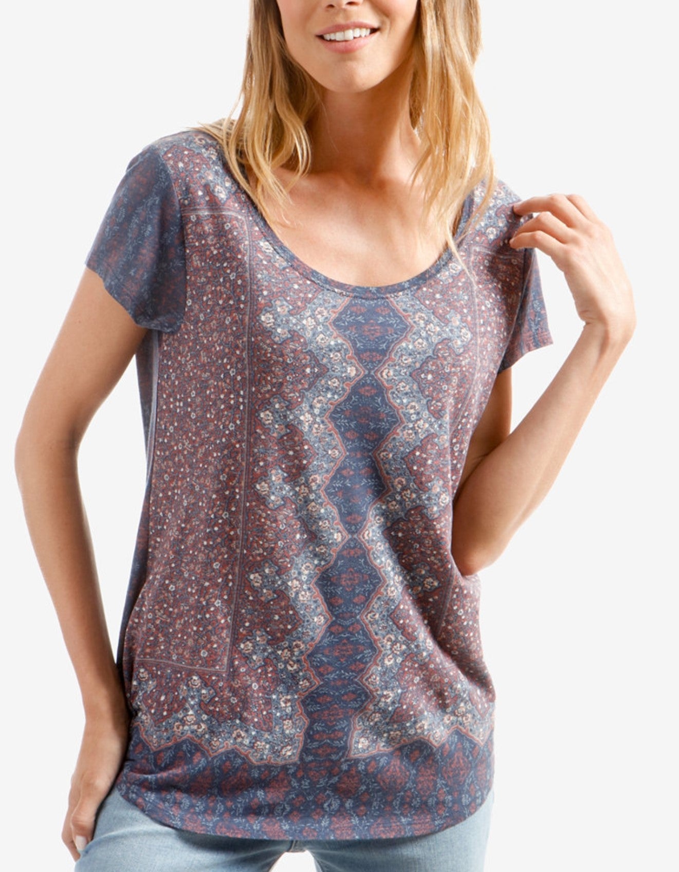 Printed Scoop-Neck T-Shirt