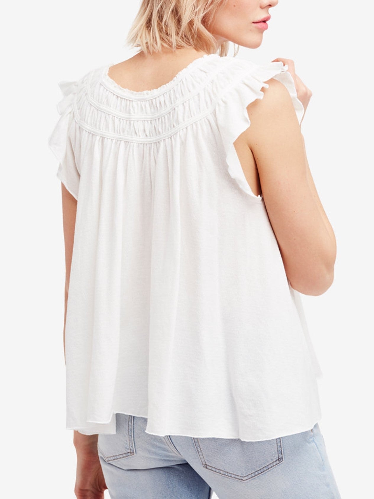 Free People Cotton Ruffed T-Shirt