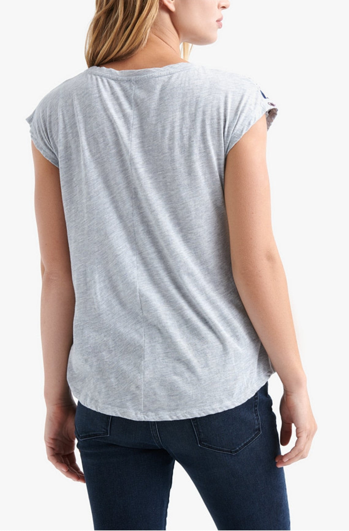 Lucky Brand Flower-Embroidered T-Shirt