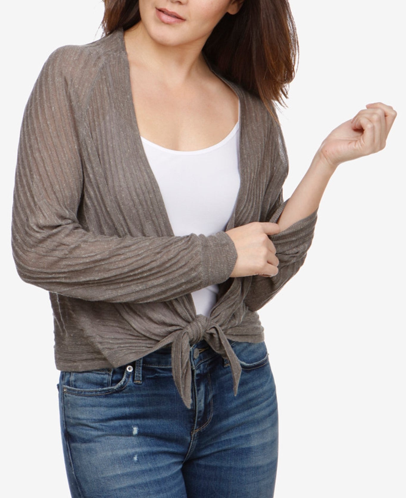 Lucky Brand Long-Sleeve Tie-Hem Cardigan