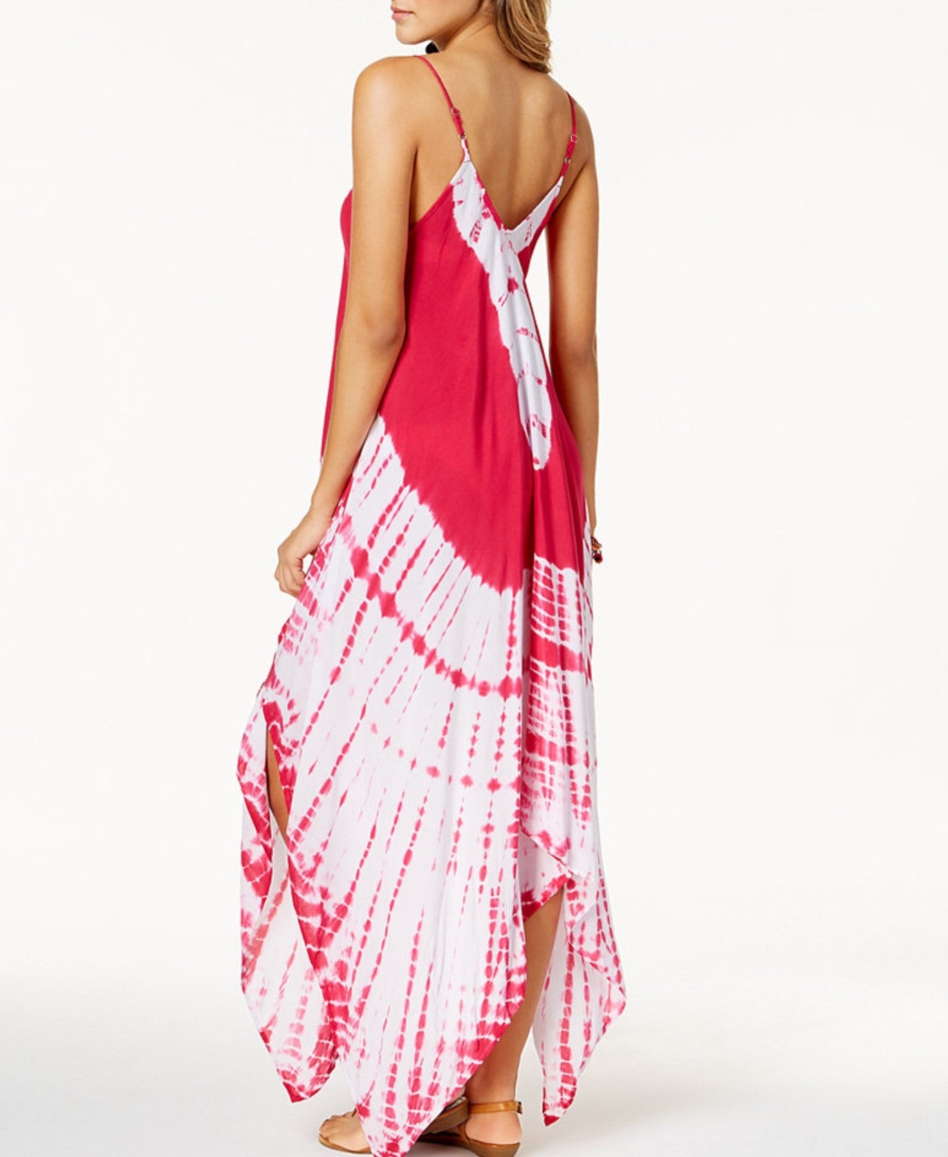 Tie-Dyed Handkerchief-Hem Maxi Dress Cover-Up