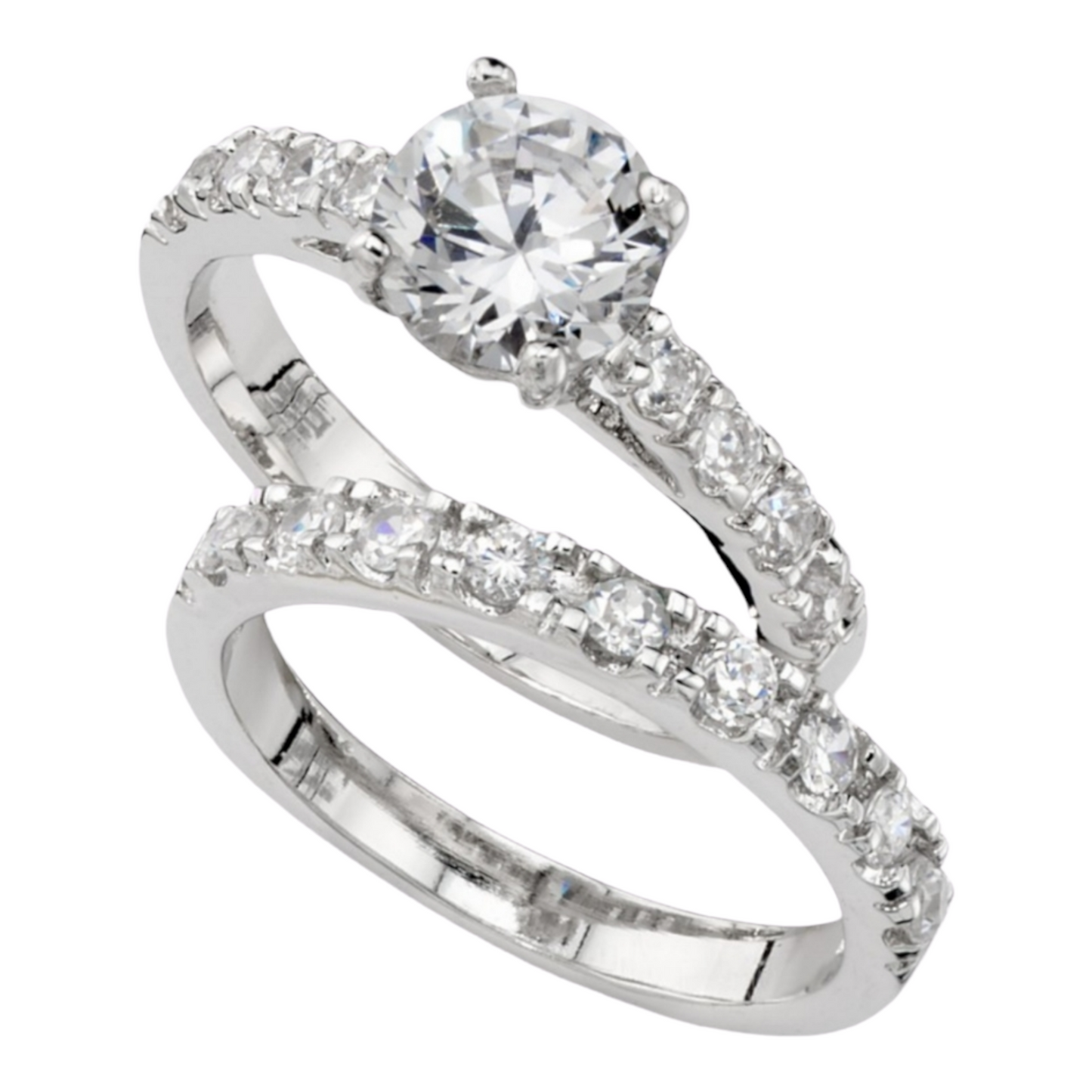 Cubic Zirconia Rinb Set Silver