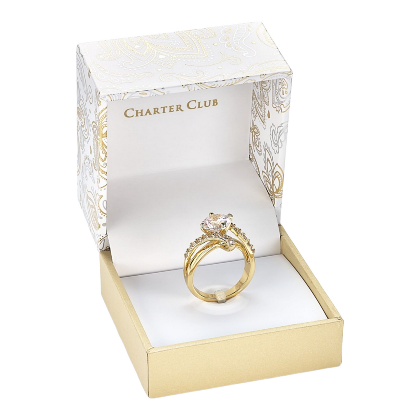 Gold Plate Crystal Bypass Ring