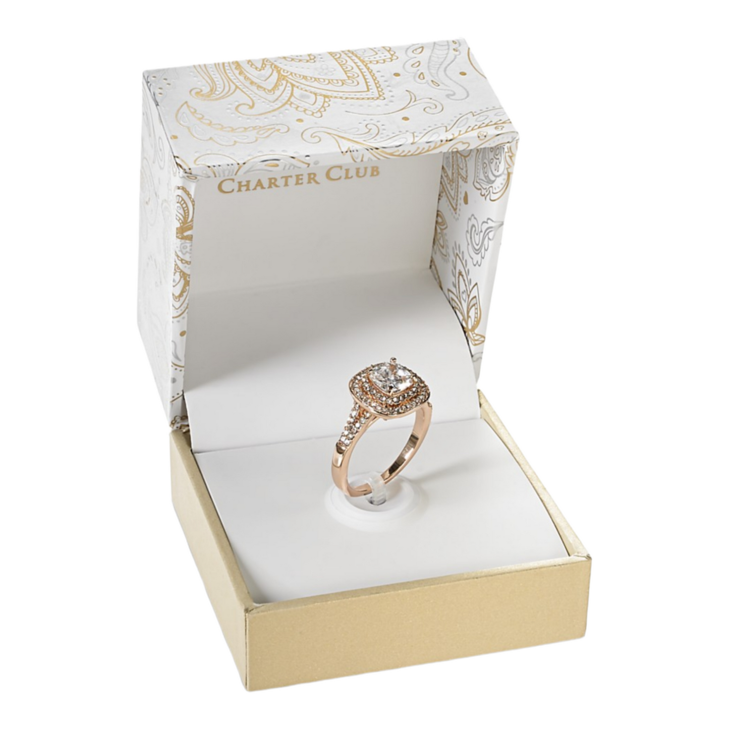 Double Halo Crystal Center Ring - Rose