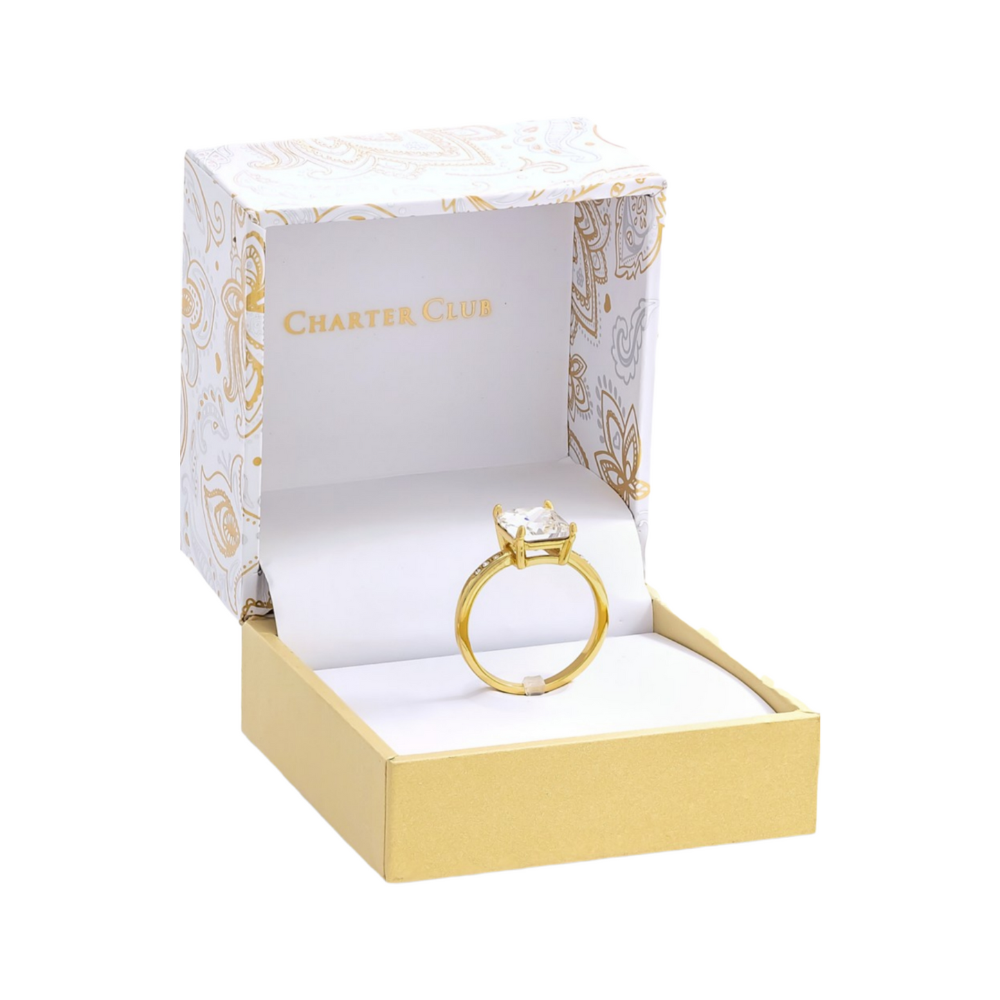 Gold-Tone Emerald-Crystal Engagement Ring