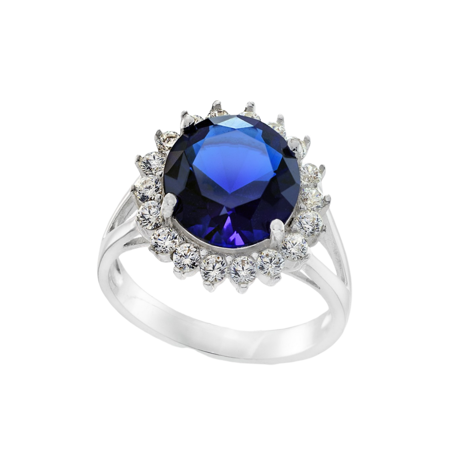 Silver Plated Pavé & Crystal Halo Ring