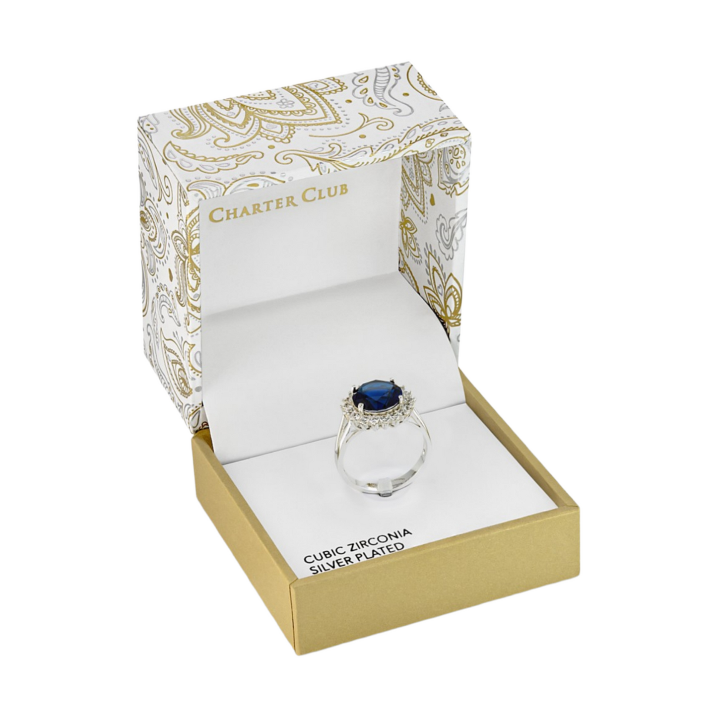 Silver Plated Pavé & Crystal Halo Ring