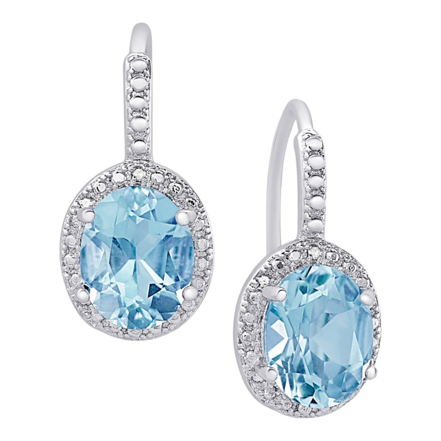 Blue Topaz (6-3/8 ct. t.w.) and Diamond Accent Drop Earrings in Sterling Silver