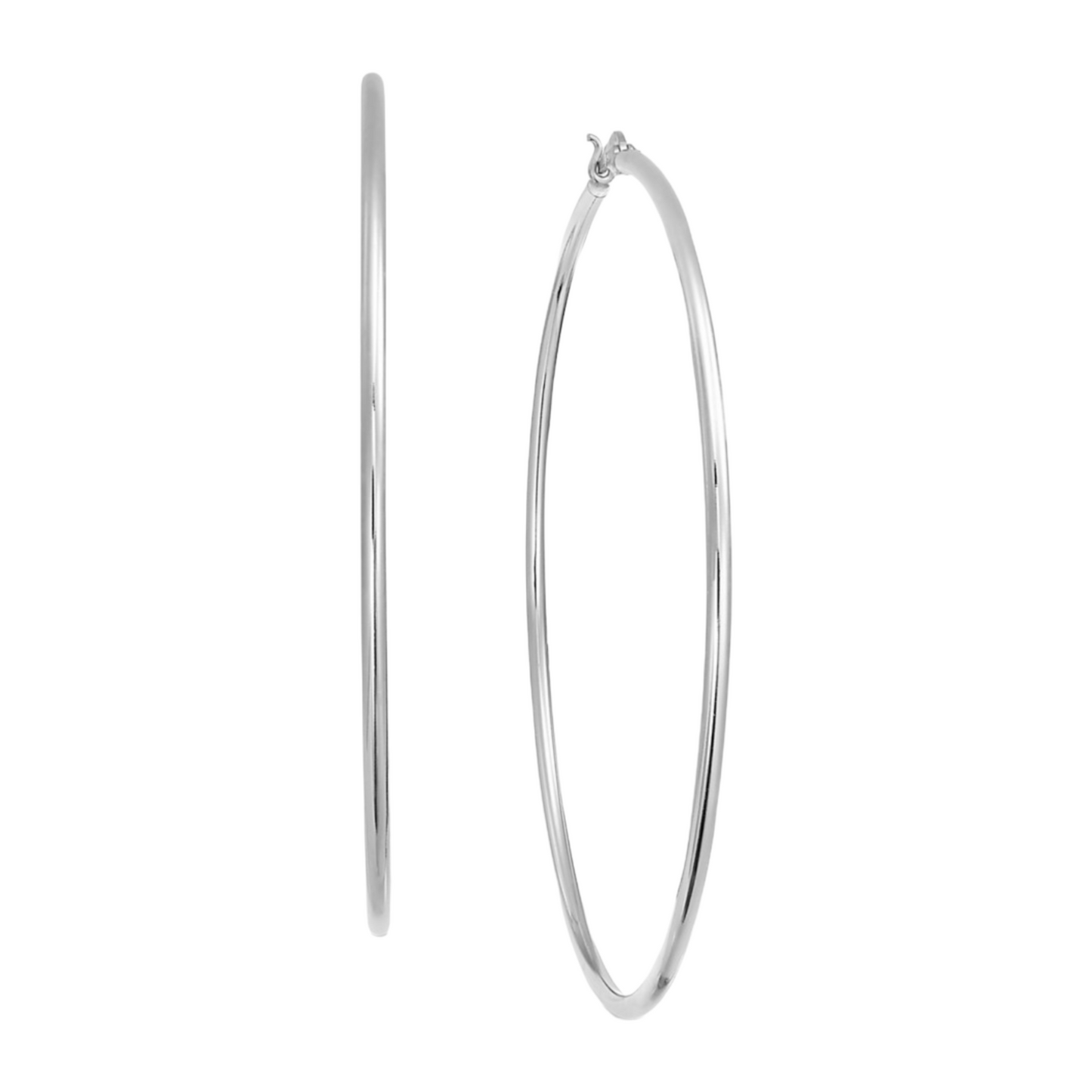 Silver Plate Wire Tube Extra Large Hoop Earrings