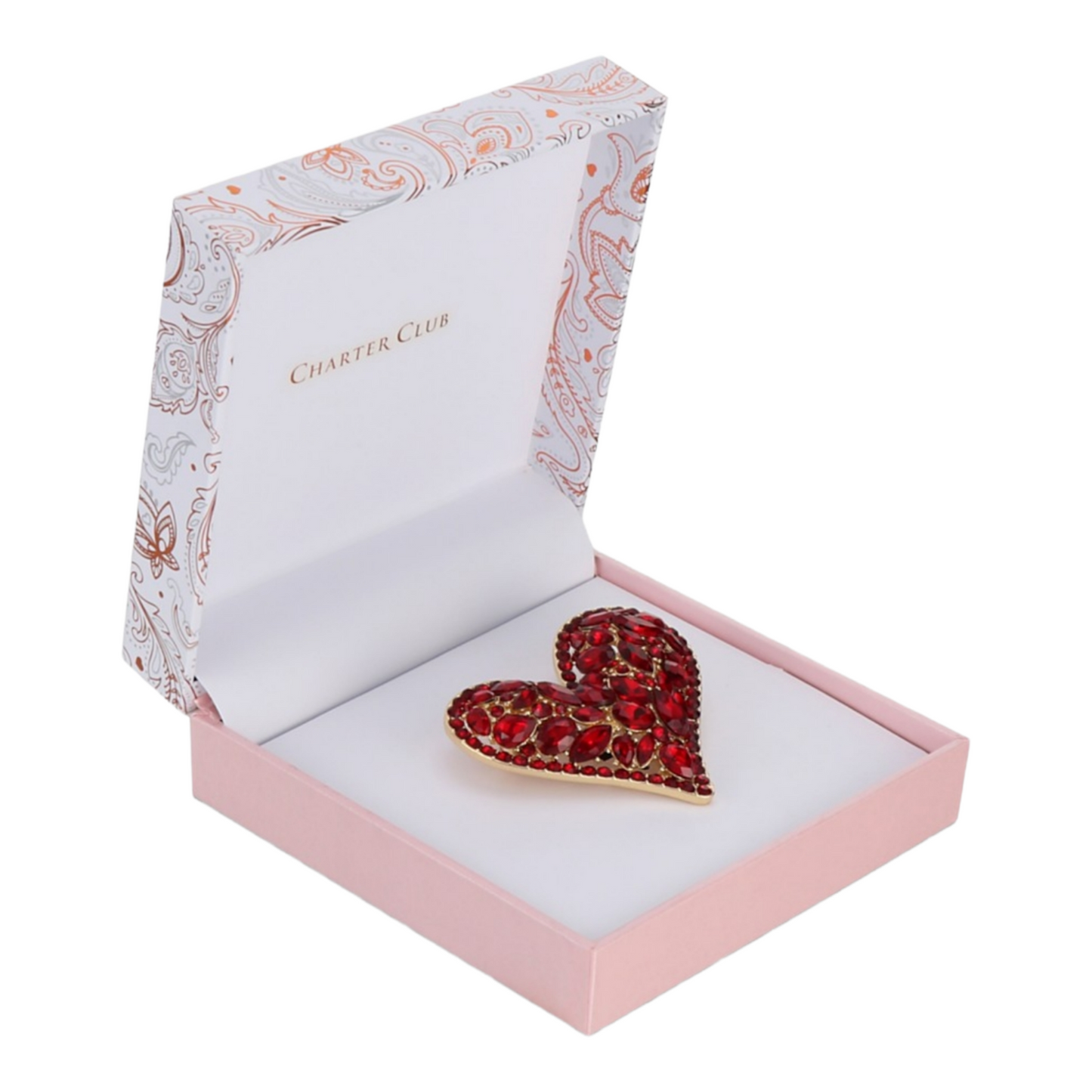 دبوس قلب كريستالي ذهبي اللون من تشارتر كلوب