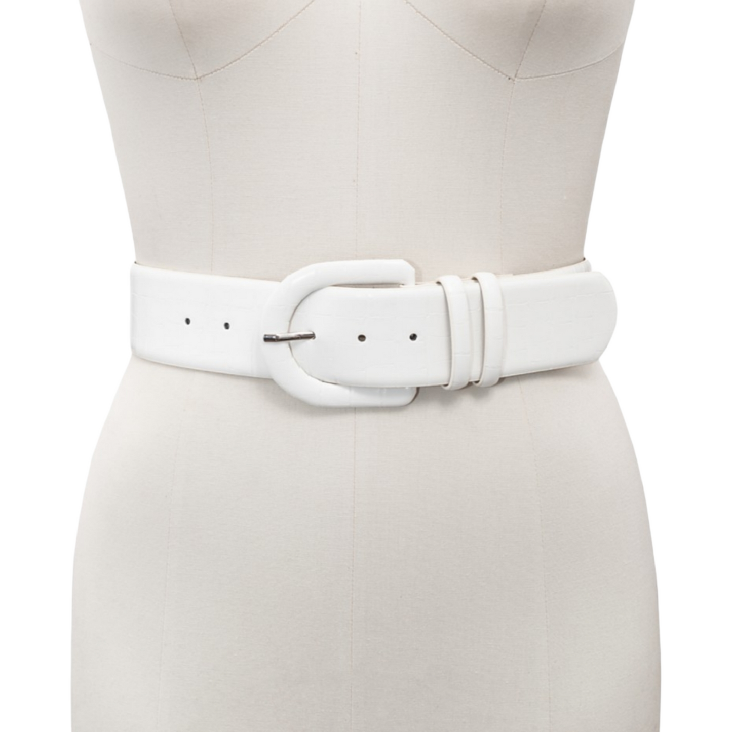 Croc-Embossed Stretch Belt With Covered Buckle