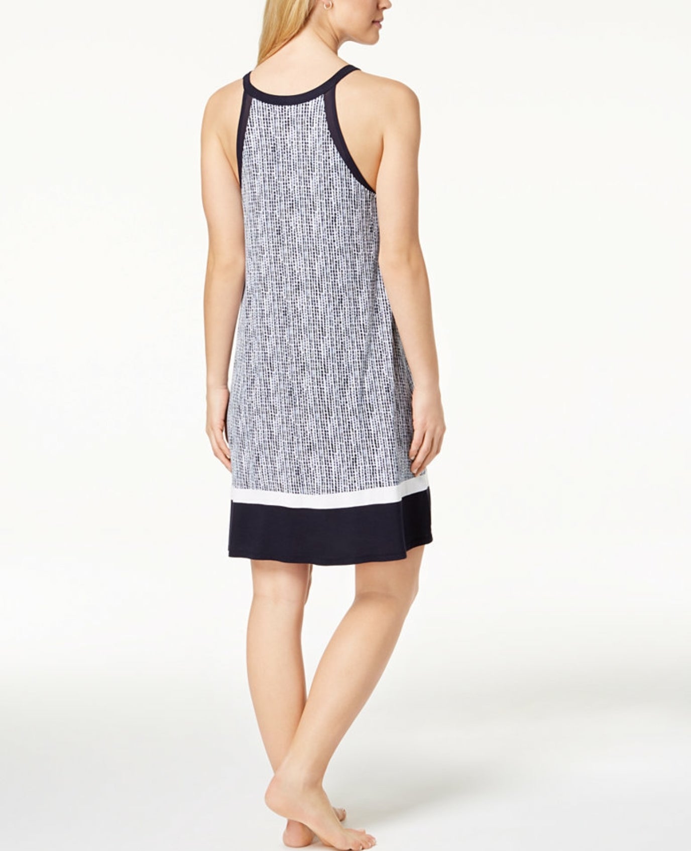 Sleeveless Mesh-Trim Nightgown