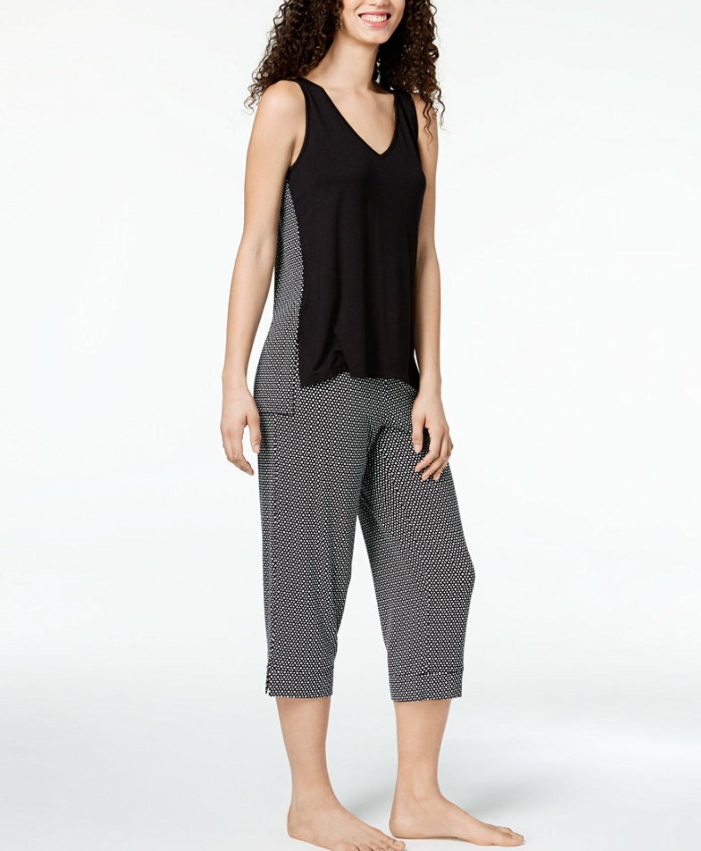 Printed-Panel Pajama Set