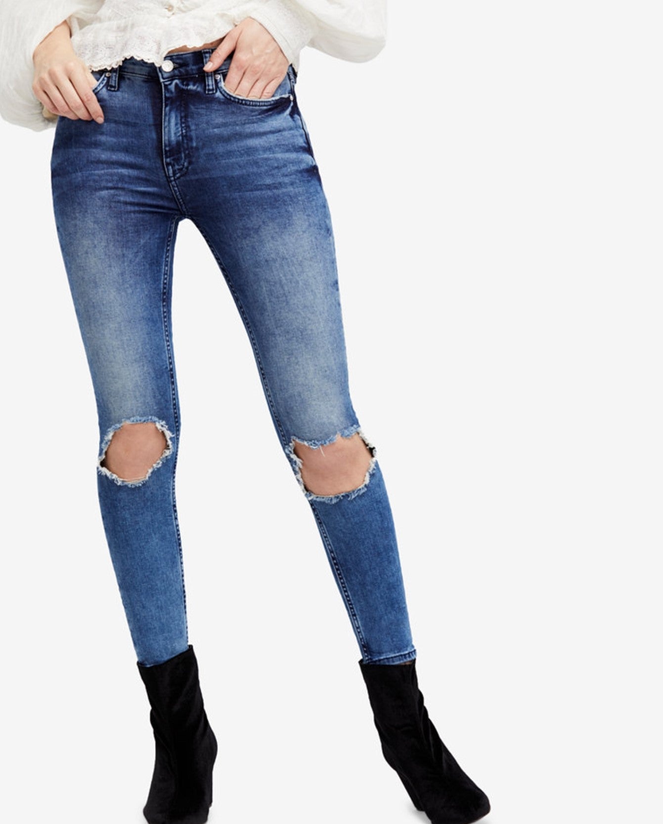 Free People Busted Knee Skinny Jeans