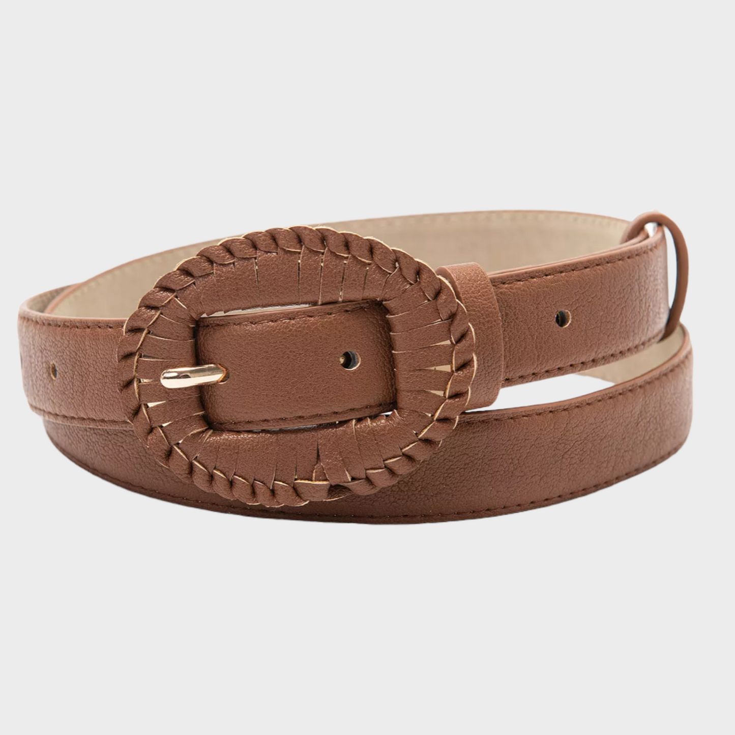 INC International Concepts Wrapped-Buckle Panel Belt Cognac S