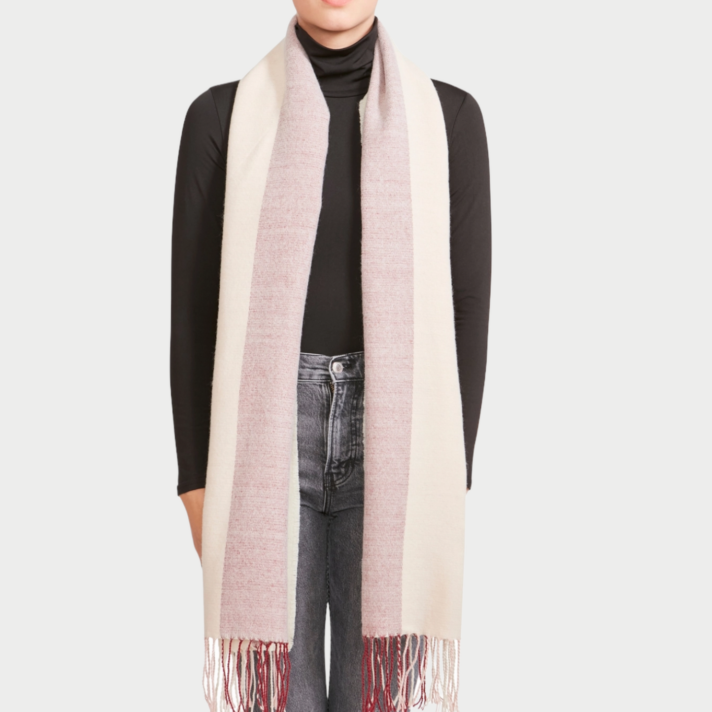 Steve Madden Tricolor Fringe Scarf Blush ONE SIZE