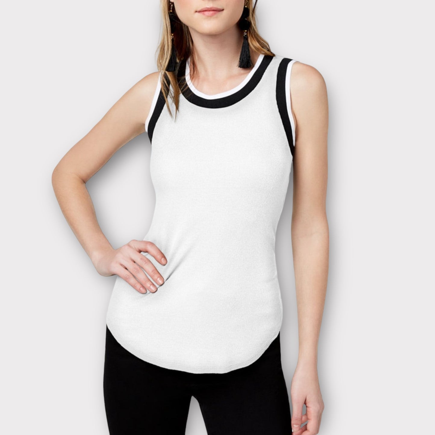 Ribbed Varsity Tank Top