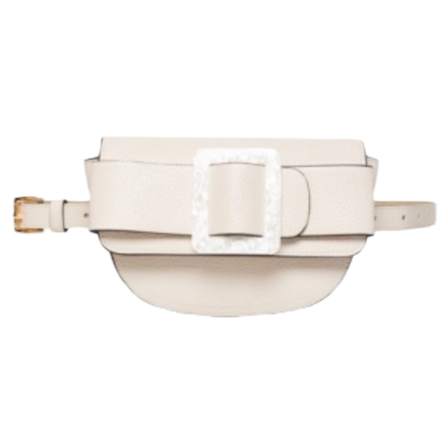 Oversize-Buckle Pebble-Faux-Leather