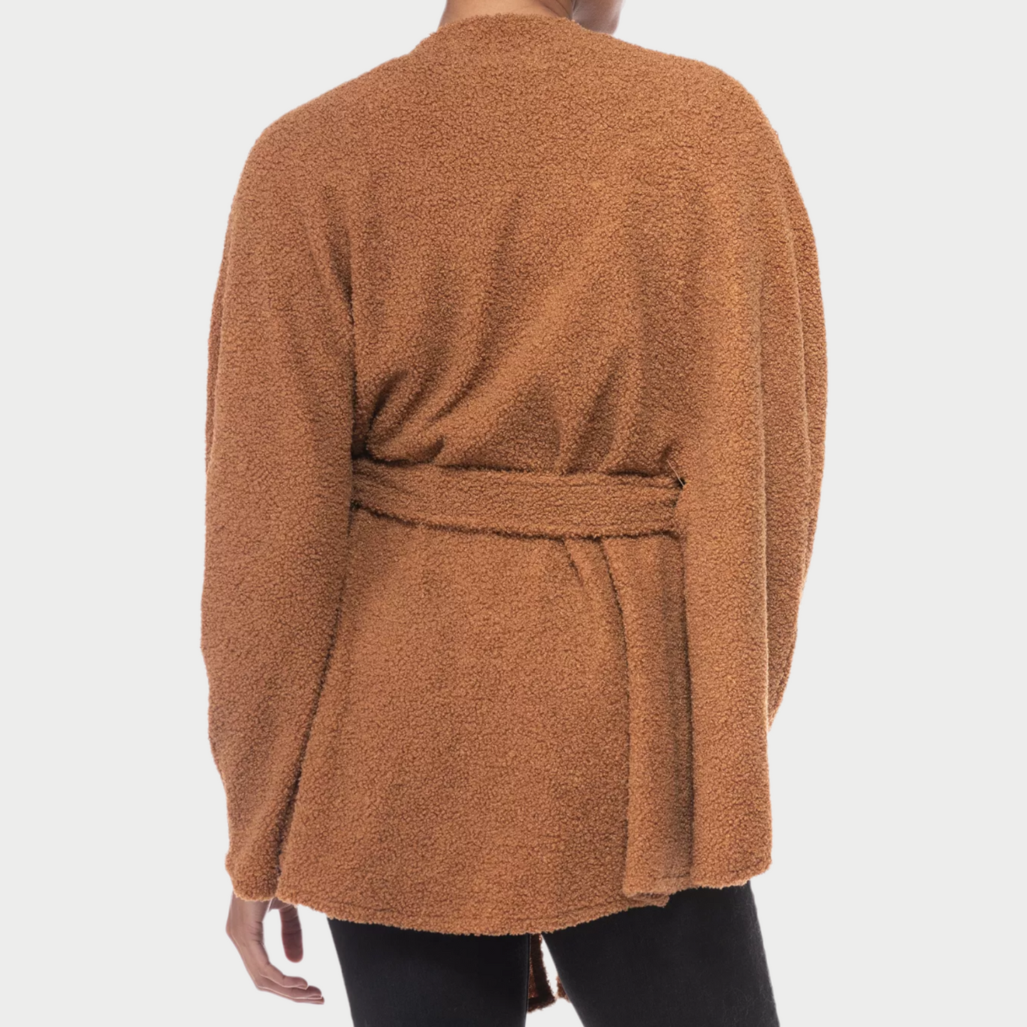 كيمونو بحزام من الفرو الصناعي من شيربا