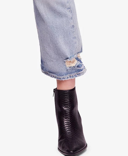 Ripped Embellished Button-fly